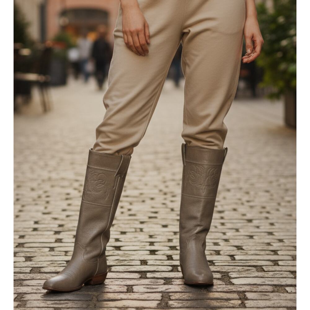 JUSTIN BOOTS GENUINE LEATHER KNEE HEIGHT EMBROIDERED SIZE 5.5